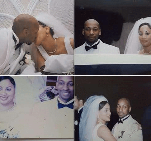 Valerie and her husband taking vows of marriage back in 2000